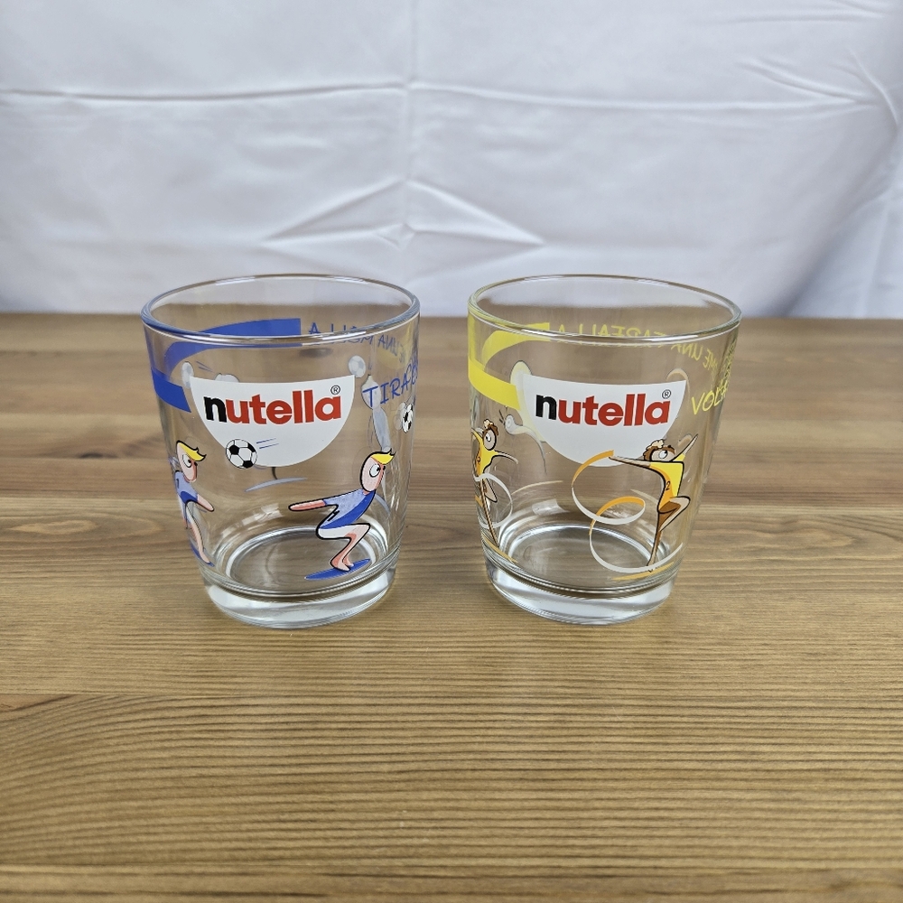Nutella glasses Soccer Gymnastics sports Olympics 2012 Lot of 2